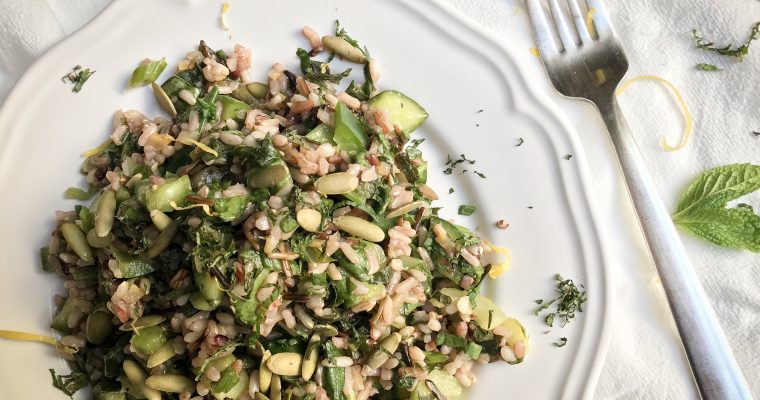 Wild Rice salad with mint and preserved lemon