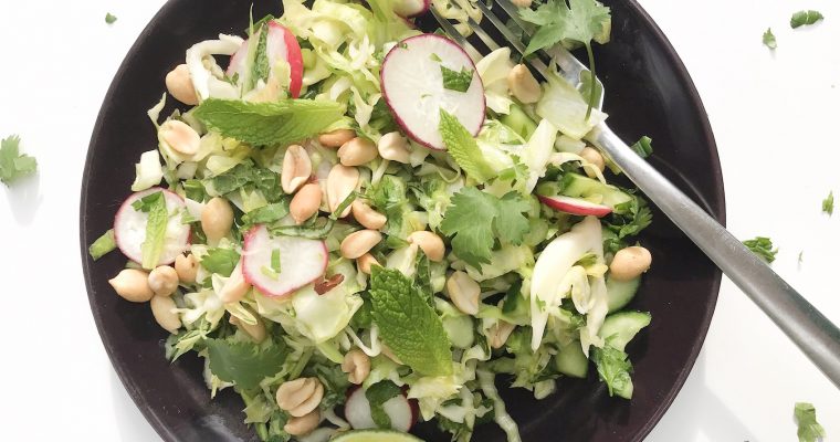 Thai salad with radish, mint and peanuts